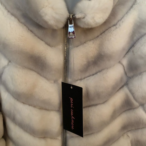 Fur Genuine Rex Light Grey Ombré Zip Front Jacket size L Brand new with tags - Picture 10 of 11